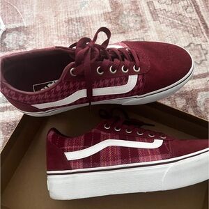 Vans Red and White Plaid Sneakers